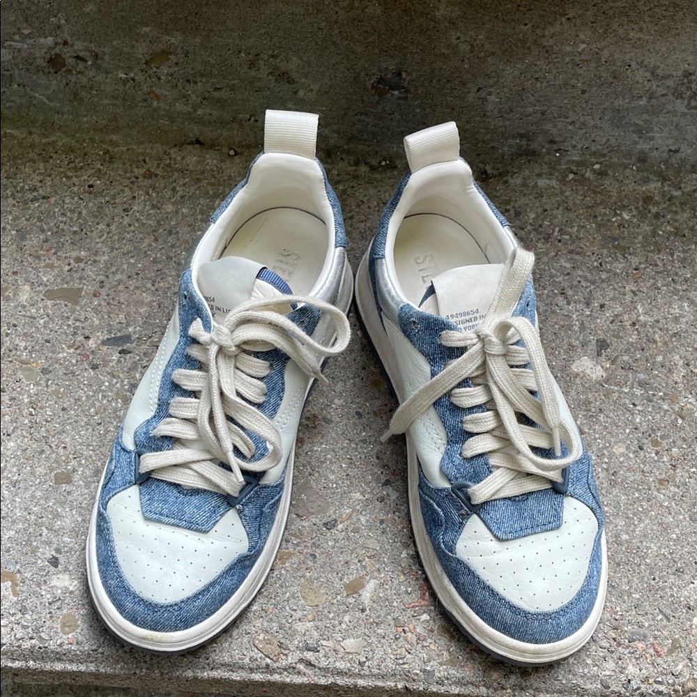 Blue and White Sneakers